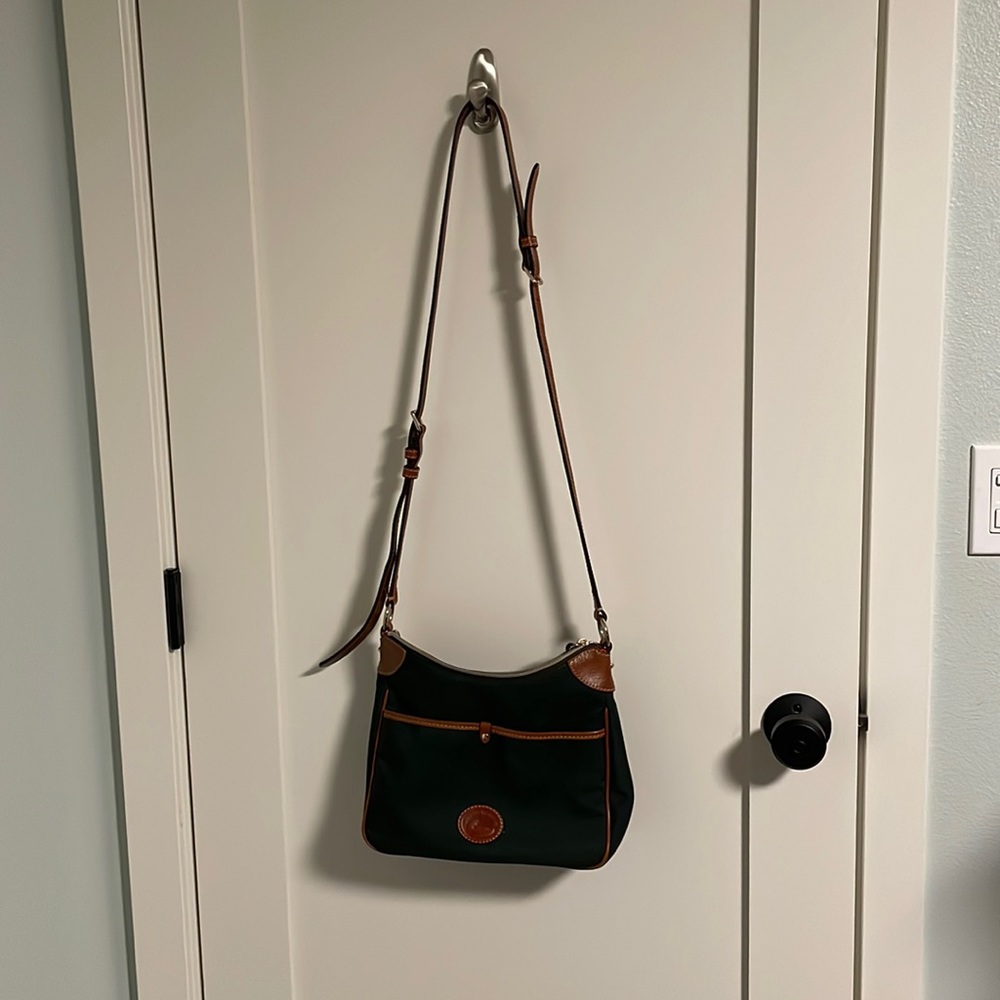 Dooney & Burke letter carrier crossbody purse - canvas and leather
